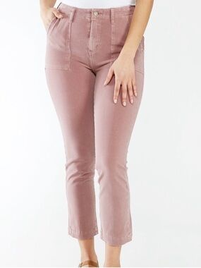 Silver Jeans Utility Slim Fit Cropped Stretch Pants Pink